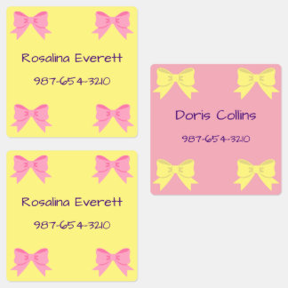 Schattige Geel en Roze Bows Meisjes Namen Kinder Labels