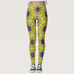 Schattige geel Paarse caleidoscoop geometrisch pat Leggings
