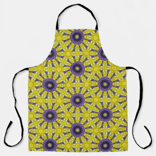 Schattige geel Paarse caleidoscoop geometrisch pat Schort