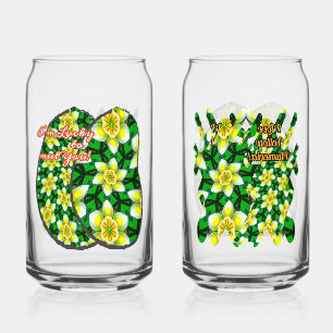 Schattige Geel Plumeria Patroon Drinkware Set Blikvorm Glas