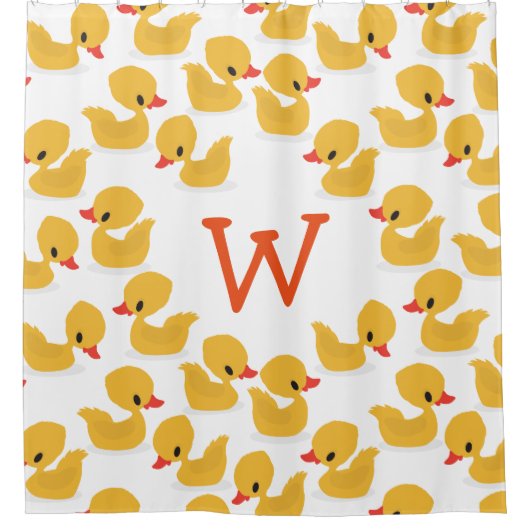 Schattige geel rubber eendjes monogram douchegordijn (Voorkant)