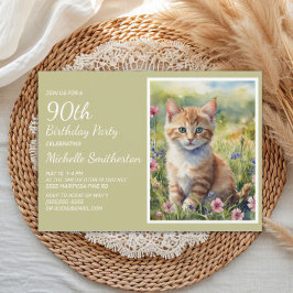 Schattige Geel Sinaasappel Kat Waterverf 90ste Ver Kaart