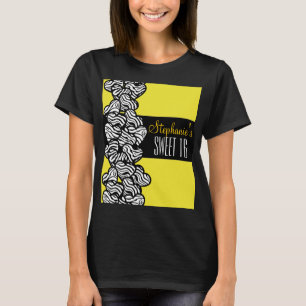Schattige geel zebra hart Sweet 16 Verjaardag Tshi T-shirt