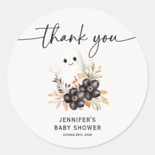 Schattige Geest & Bloemrijke Halloween Baby Shower Ronde Sticker