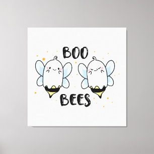 Schattige Geest Boe Bijen - Grappige Halloween op Canvas Afdruk