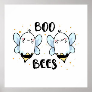 Schattige Geest Boo Bijen - Grappige Halloween op Poster