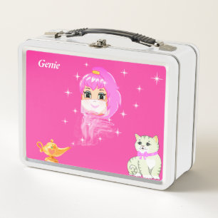 Schattige geest, magische lamp, kat & sterren op r