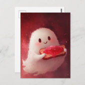 Schattige geest met toast en jam briefkaart (Voorkant / Achterkant)