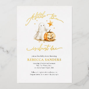 Schattige Geest Pompoen Boe Halloween Baby Shower Folie Uitnodiging