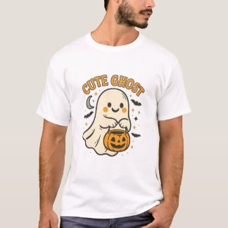 Schattige Geest Pompoen Halloween Retro Kunst T-shirt