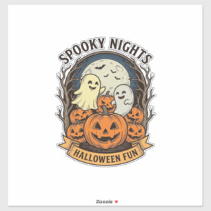 Schattige Geest Pompoenen Vintage Gravure Hallowee Sticker