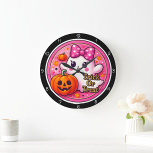 Schattige Geest Trick Or Treat Pret Grote Klok