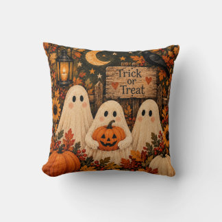 Schattige geesten trick-or-treat vintage kussen