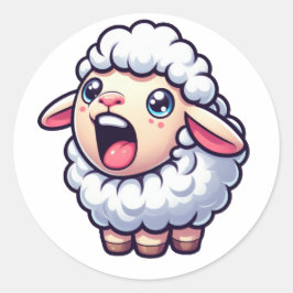 Schattige geeuwd schaap ronde sticker