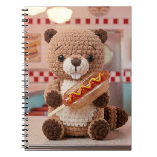 Schattige Gehaakte Bever in Diner Glas Hotdog Notitieboek