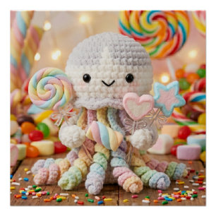 Schattige Gehaakte Octopus Candy Land Esthetiek Perfect Poster
