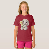 Schattige gehaakte olifant meisje met bloem – Cade T-shirt (Voorkant volledig)