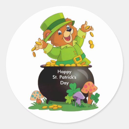 Schattige geïllustreerd St. Patrick's day Beer Ronde Sticker (Voorkant)