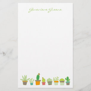Schattige geïllustreerd succulent monogram briefpa briefpapier