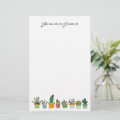 Schattige geïllustreerd succulent monogram briefpa briefpapier (Staand voorkant)