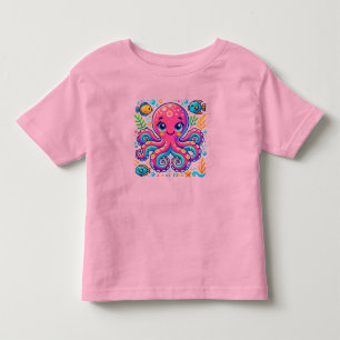 Schattige geïllustreerde octopus met kleurrijke vi kinder shirts