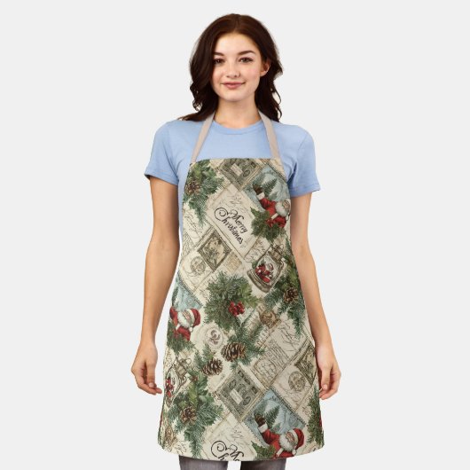 Schattige  geïnspireerd kerstpatroon schort (Gedragen)