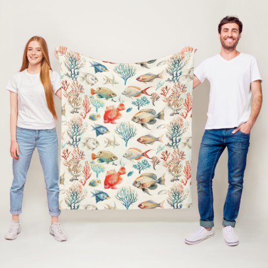 Schattige geïnspireerd Zee levenspatroon Fleece Deken (In situ)