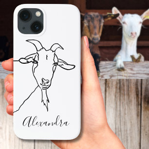 Schattige geit minimalistisch Zwart en wit voeg na iPhone 13 Hoesje