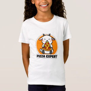 Schattige Geit Pizza Expert Cartoon Dierenliefhebb T-shirt