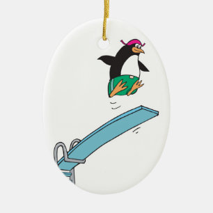 schattige gekke duikpinguïn keramisch ornament