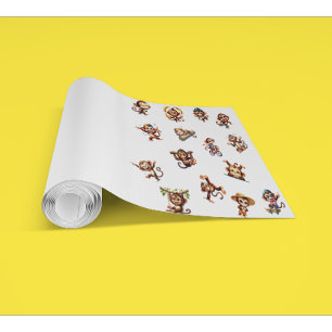 Schattige Gekke Funny Monkey Waterverf Pattern Behang