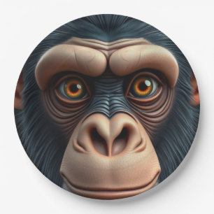 Schattige gekke grappige chimpansee  papieren bordje