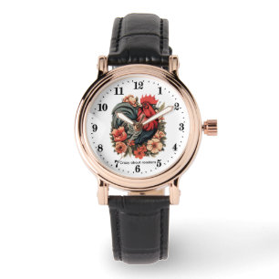 Schattige gekke haan liefhebbers aanpasbaar horloge