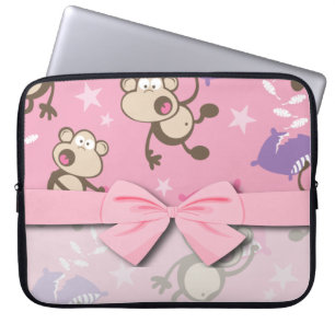 schattige gekke kussen vechten tegen apen cartoon laptop sleeve