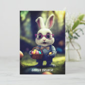 Schattige geklede konijn & mand brunch kaart (Staand voorkant)