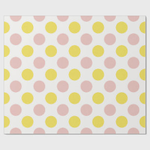 Schattige Gele en Roze Stippen  Cadeaupapier