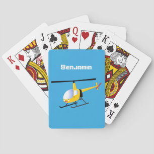 Schattige gele gelukkige cartoon helikopter pokerkaarten