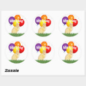 Schattige gele krammelige Happy Birthday-ballonnen Ronde Sticker (Vel)