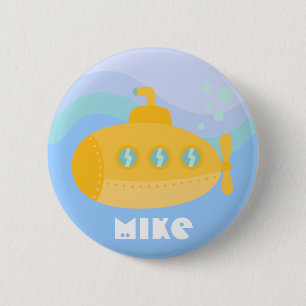 Schattige Gele Onderzeeër Onder Water Ronde Button 5,7 Cm