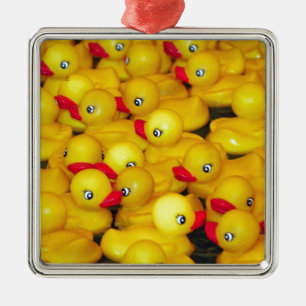 Schattige gele rubber eendjes metalen ornament