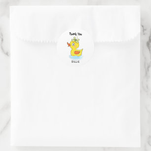 Schattige Gele Rubberen Rare Eend Aangepaste Naam  Ronde Sticker