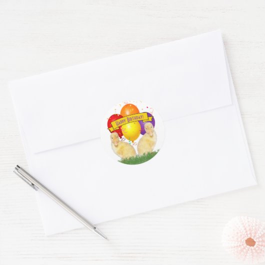 Schattige gele slangen Happy Birthday-ballonnen Ronde Sticker (Envelop)