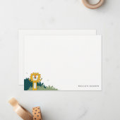 Schattige Gele Wilde Jungle Dier Leeuw Kinderen Ve Notitiekaartje (Voorkant / Achterkant in situ)