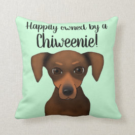 Schattige Gelukkig Bezeten Chiweenie | Chihuahua D Kussen