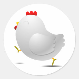 Schattige gelukkig chicken cartoon karakter ronde sticker