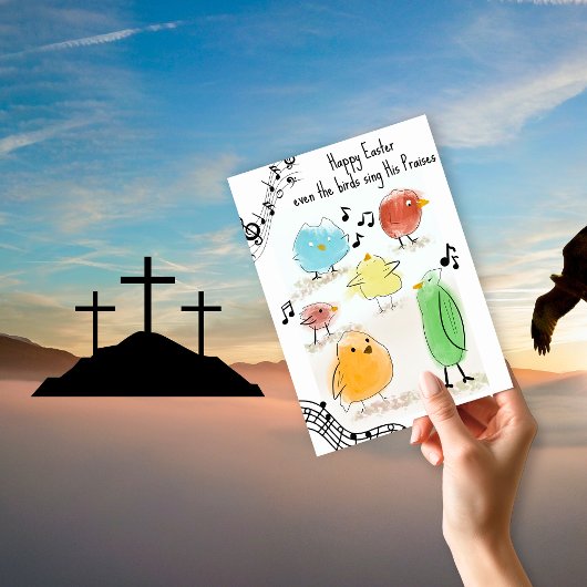 SCHATTIGE Gelukkig Pasen, zelfs de vogels zingen Briefkaart