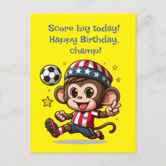 Schattige Gelukkige Aap Voetbalspeler Kaart