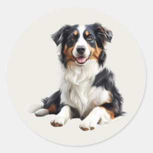 Schattige Gelukkige Australische Herdershond Huisd Ronde Sticker