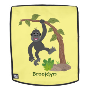 Schattige gelukkige baby gorilla cartoon illustrat rugtassen