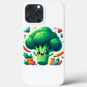 Schattige gelukkige broccoli iPhone 13 pro max hoesje